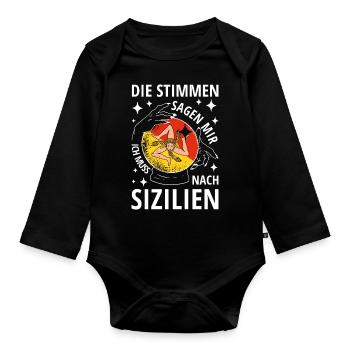Sizilien Flagge Italien Palermo Trinacria Italia - Baby Bio-Langarm-Body - Schwarz - Vorne