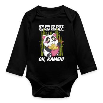 Ramen Panda Kawaii Nudeln Japanische Ramen Panda - Baby Bio-Langarm-Body - Schwarz - Vorne