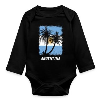 Drapeau de l’Argentine Amérique du Sud Drapeau de l’Argentine - Body Bébé bio manches longues - noir - Devant