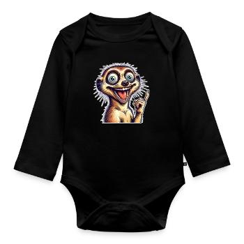 Meerkat - Organic Longsleeve Baby Bodysuit - black - Front