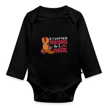 In a World Full of Princesses Be a - Baby Bio-Langarm-Body - Schwarz - Vorne