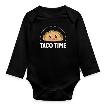 Taco Time Funny Frauen Fitness Gym Workout - Baby Bio-Langarm-Body - Schwarz - Vorne