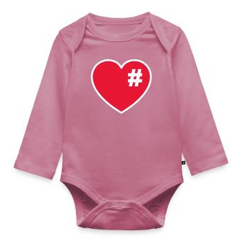 Cœur avec hashtag losange - Body Bébé bio manches longues - mauve - Devant