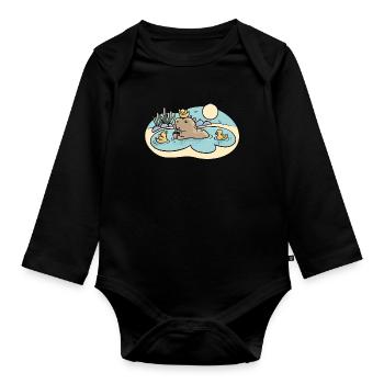 Capybara im Teich - Baby Bio-Langarm-Body - Schwarz - Vorne
