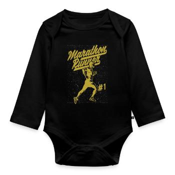 Marathon runners - Organic Longsleeve Baby Bodysuit - black - Front