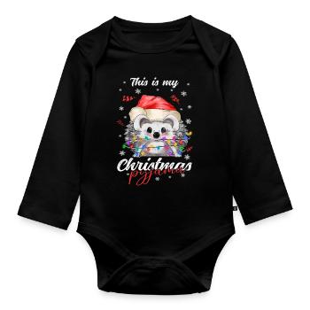 lustig Igel Weihnachten Weihnachtsschlafanzug - Baby Bio-Langarm-Body - Schwarz - Vorne