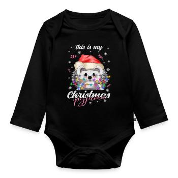 lustig Igel Weihnachten Weihnachtsschlafanzug - Baby Bio-Langarm-Body - Schwarz - Vorne