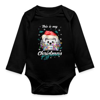 lustig Igel Weihnachten Weihnachtsschlafanzug - Baby Bio-Langarm-Body - Schwarz - Vorne