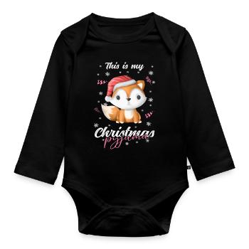 lustig Fuchs Weihnachten Weihnachtsschlafanzug - Baby Bio-Langarm-Body - Schwarz - Vorne