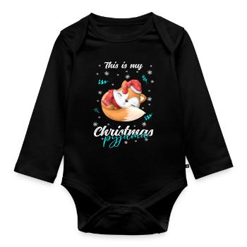 lustig Fuchs Weihnachten Weihnachtsschlafanzug - Baby Bio-Langarm-Body - Schwarz - Vorne