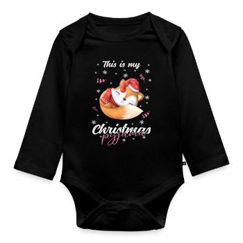lustig Fuchs Weihnachten Weihnachtsschlafanzug - Baby Bio-Langarm-Body - Schwarz - Vorne