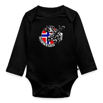 NORWEGEN Elch Tier Wildnis Wilsigns - Baby Bio-Langarm-Body - Schwarz - Vorne