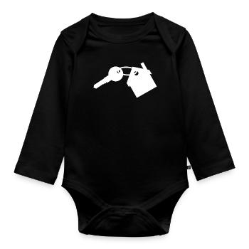 House key house key - Organic Longsleeve Baby Bodysuit - black - Front