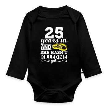 25 Years 25th Wedding Anniversary Marriage Gift - Organic Longsleeve Baby Bodysuit - black - Front