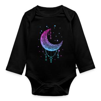 Kawaii Colorful Pastel Goth Moon - Organic Longsleeve Baby Bodysuit - black - Front