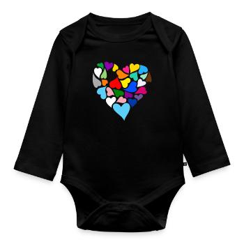 Heart - Organic Longsleeve Baby Bodysuit - black - Front