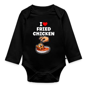 Fried Chicken Chicken Wings Chicken Gift - Organic Longsleeve Baby Bodysuit - black - Front