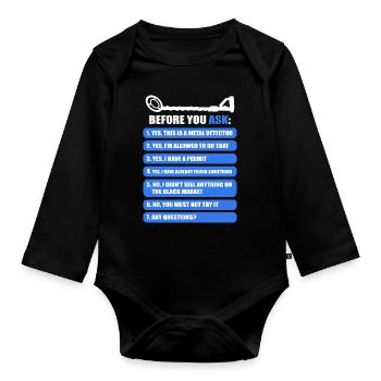 Metal detector - Organic Longsleeve Baby Bodysuit - black - Front