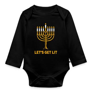 Hanukkah - Organic Longsleeve Baby Bodysuit - black - Front