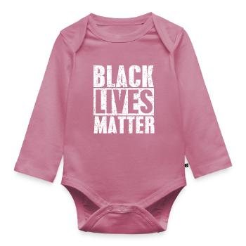 Black Lives Matter, BLM - Organic Longsleeve Baby Bodysuit - mauve - Front