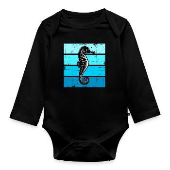 Seepferdchen Meereslebewesen Seepferd - Baby Bio-Langarm-Body - Schwarz - Vorne
