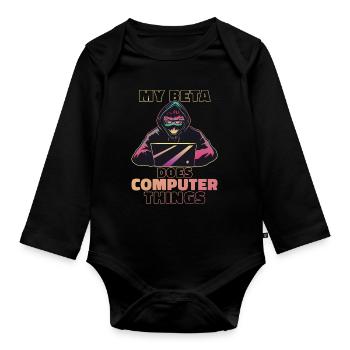 Mein Beta macht Computerdinge Programmierer - Baby Bio-Langarm-Body - Schwarz - Vorne