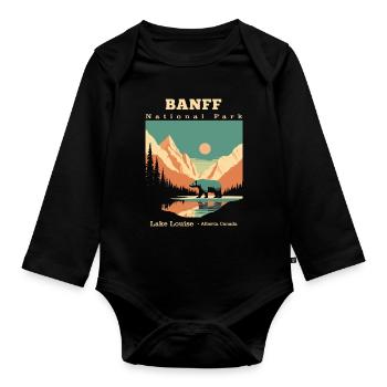 Vintage Retro Canadian Banff National Park - Body Bébé bio manches longues - noir - Devant