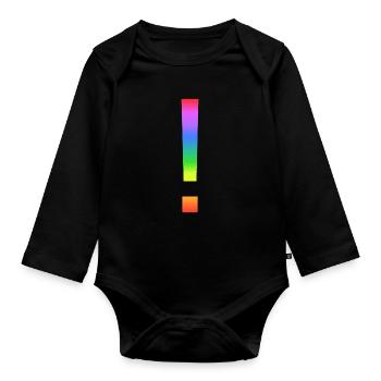 Point d'exclamation arc-en-ciel - Body Bébé bio manches longues - noir - Devant