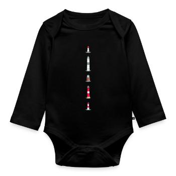 Lighthouses on the island of Sylt - Organic Longsleeve Baby Bodysuit - black - Front