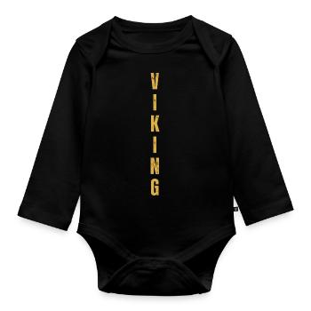 viking text - Organic Longsleeve Baby Bodysuit - black - Front