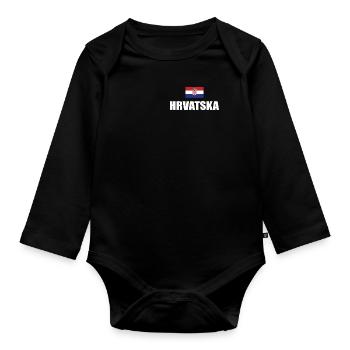 Croatia Hrvatska Croatian flag fan gift - Organic Longsleeve Baby Bodysuit - black - Front
