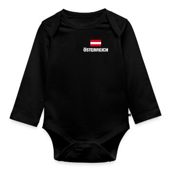 Austria, Austrian Flag, Austria Gift - Organic Longsleeve Baby Bodysuit - black - Front