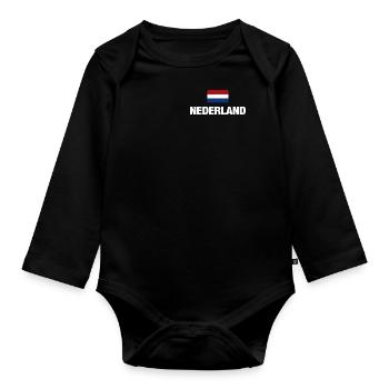 Pays-Bas Pays-Bas Hollande drapeau cadeau - Body Bébé bio manches longues - noir - Devant