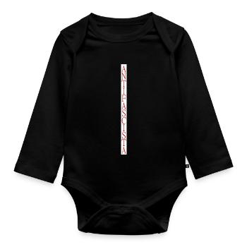 vertically stylish Antifascista lettering - Organic Longsleeve Baby Bodysuit - black - Front