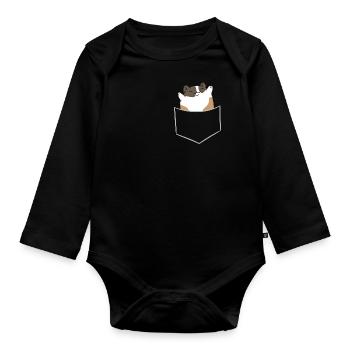Cochon d’Inde coloré - Dans poche poitrine / poche chemise - Body Bébé bio manches longues - noir - Devant