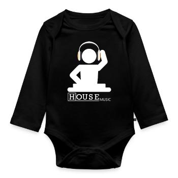 House Music - Baby Bio-Langarm-Body - Schwarz - Vorne