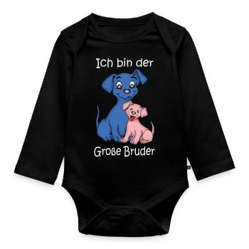 Ich Bin Der Große Bruder Welpe - Baby Bio-Langarm-Body - Schwarz - Vorne