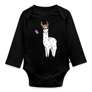 Lamadame Blume - Baby Bio-Langarm-Body - Schwarz - Vorne