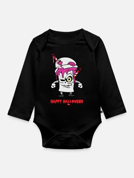 Halloween Monster Zombie Horror Trick or Treat - Baby Bio-Langarm-Body - Schwarz