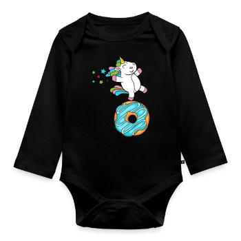 Donuts Confiserie Cookie Tart Cake Pies - Organic Longsleeve Baby Bodysuit - black - Front