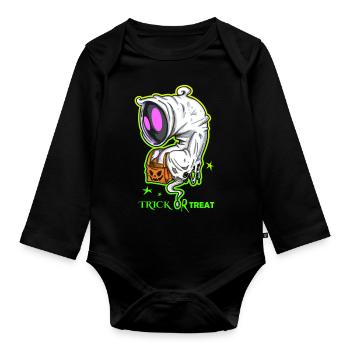 Monstre fantôme d'halloween - Body Bébé bio manches longues - noir - Devant