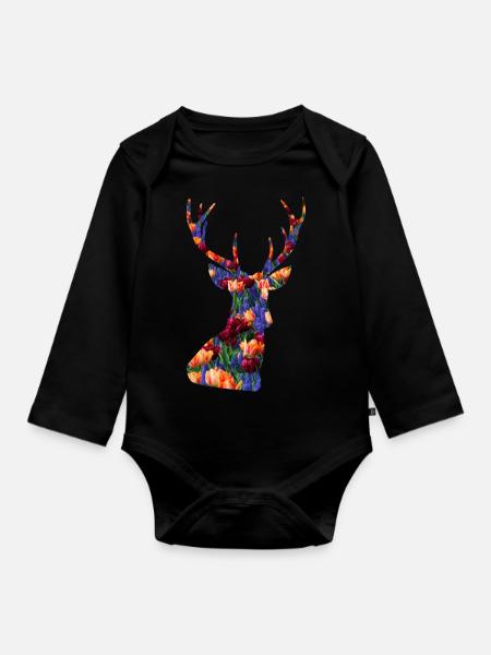 Tier - Baby Bio-Langarm-Body - Schwarz