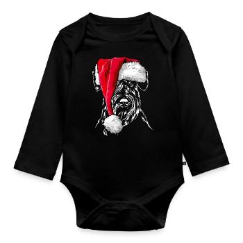 Bonnet de chien de Noël SCHNAUZER, cadeau Wilsigns - Body Bébé bio manches longues - noir - Devant