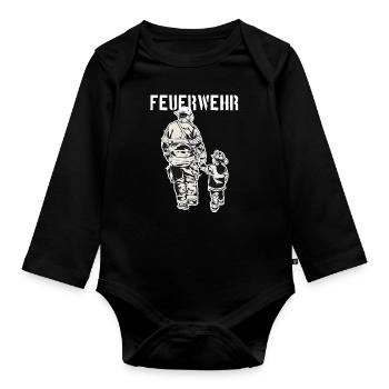 Fire brigade - Organic Longsleeve Baby Bodysuit - black - Front