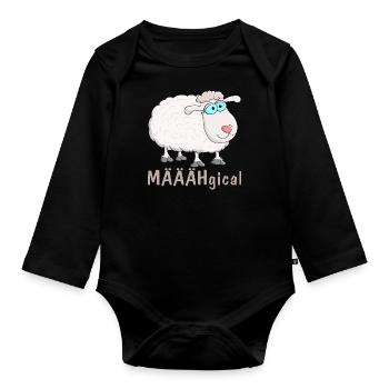 sheep - Organic Longsleeve Baby Bodysuit - black - Front