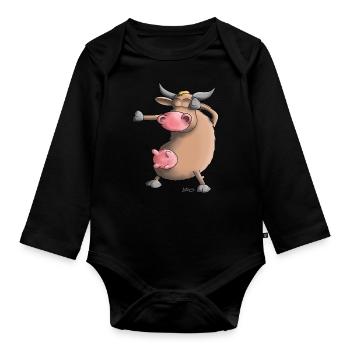 Fun Dab Dance - Vache - Danse - Body Bébé bio manches longues - noir - Devant