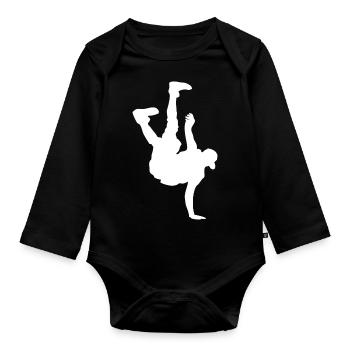 break dance - Body Bébé bio manches longues - noir - Devant