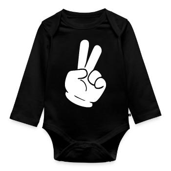 PEACE - Organic Longsleeve Baby Bodysuit - black - Front