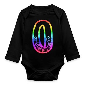 rainbow o - Organic Longsleeve Baby Bodysuit - black - Front