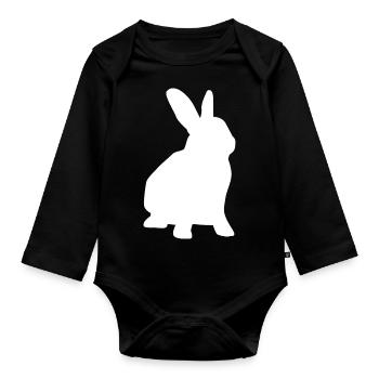 Lapin Lapin Lapin Lapin D'éleveur Lapin De Pâques - Body Bébé bio manches longues - noir - Devant